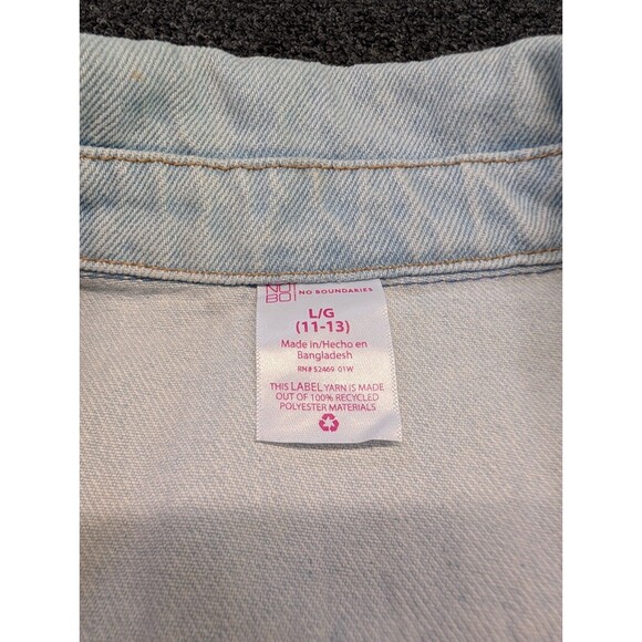 No Boundaries Denim NWT New Jacket Size L Pockets Button Up Collar Light Wash - Picture 4 of 8